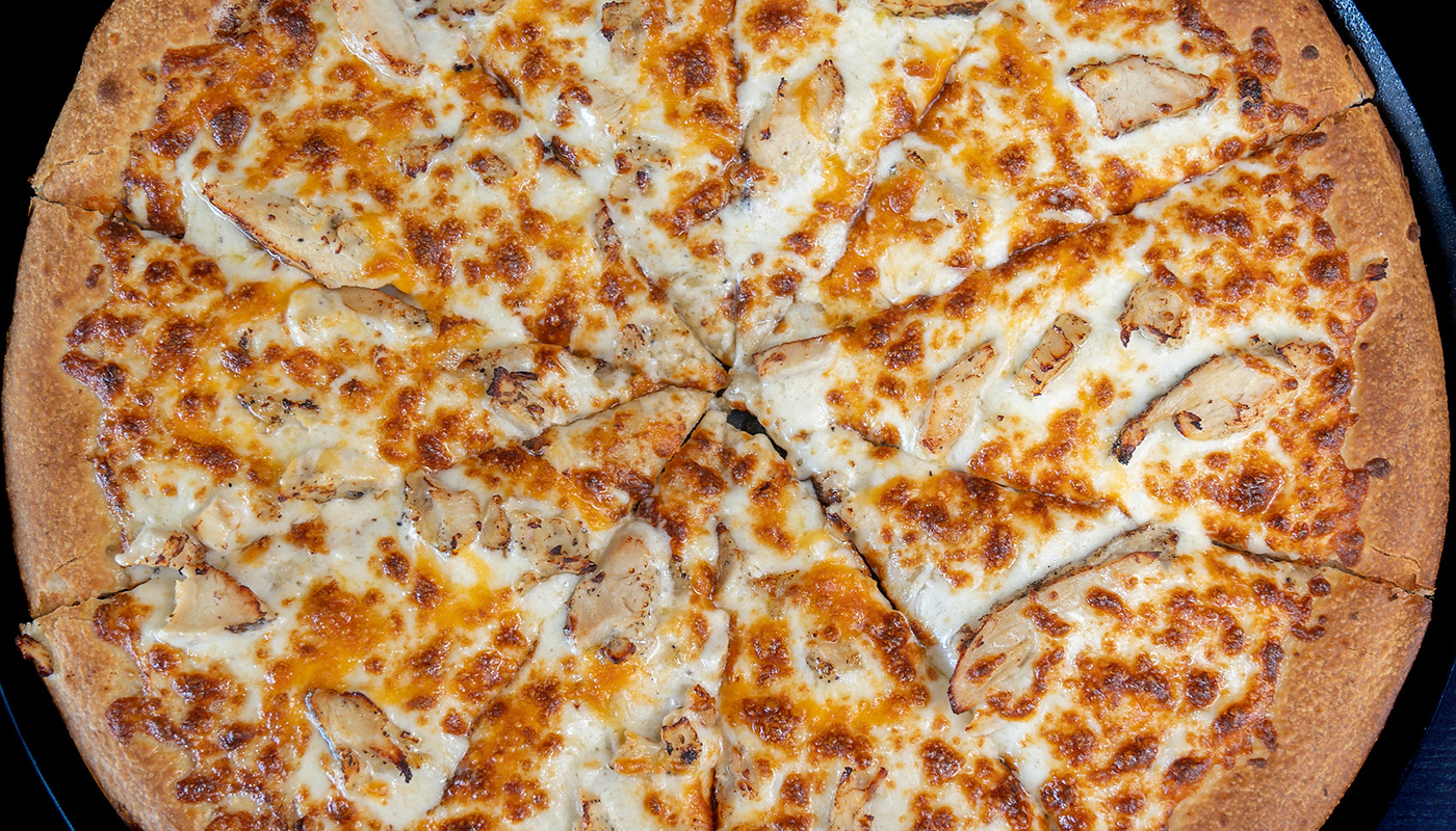 3 CHEESE & CHICKEN PIZZA image